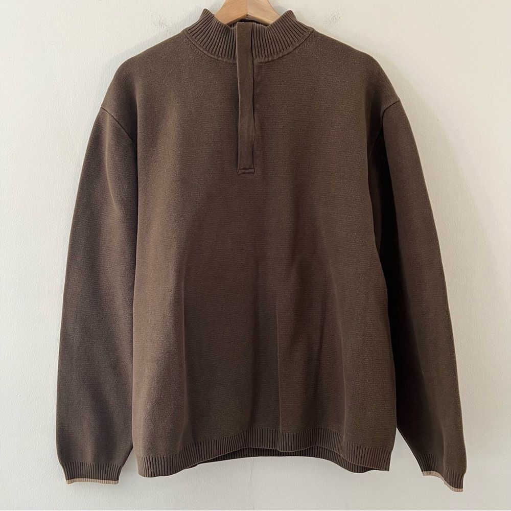 Pendleton Quarter Zip Sweater Brown Cotton Long Sleeve Size XL Casual Outdoor